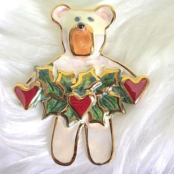 Holiday Teddy Bear Pin - Picture 1 of 4